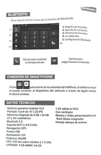 Estereo 10'' Carplay Aa Gps Wifi 4+64g Rockseries Rks-f910dk