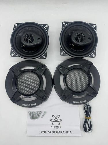 Bocinas Coaxiales 4 PLG Atomic Audio Iron4 500w Max 3 Vias Color Negro