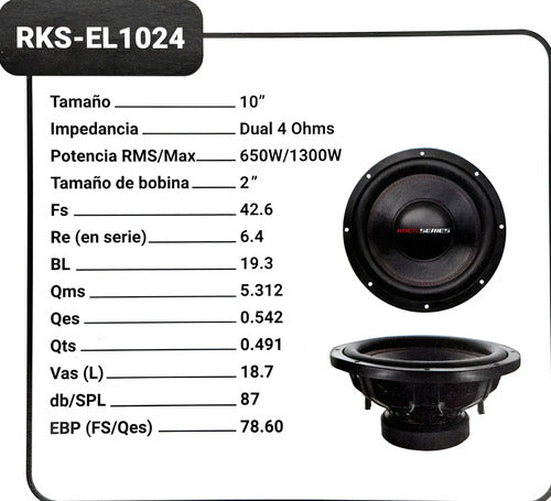 Subwoofer De 10' Doble Bobina 650w Rms Rockseries Rks-el1024