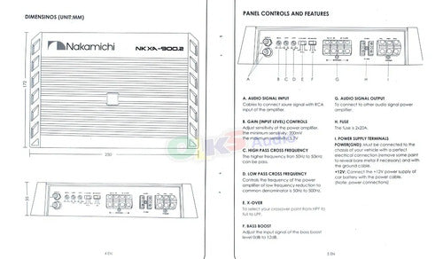 Amplificador 2 Canales Nakamichi 900w Max Clase Ab Nkxa900.2 Negro