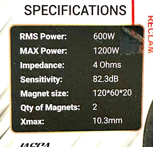 2 Subwoofers De 6.5'' 1200 Watts Max Rockseries Rks-ul6504os