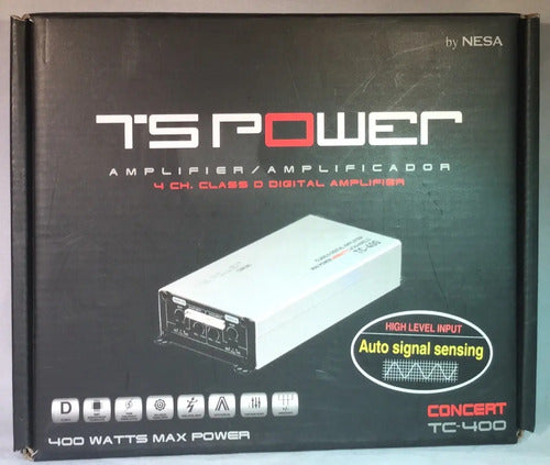 Mini Amplificador De 4 Canales Del Tamaño De Un Billete Clase D Rango Completo 400 Watts T