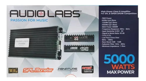 Amplificador Clase D Para Bajos 1 Canal Mono Spl Open Show 2500 Watts Rms A 1 Ohm Marca: A