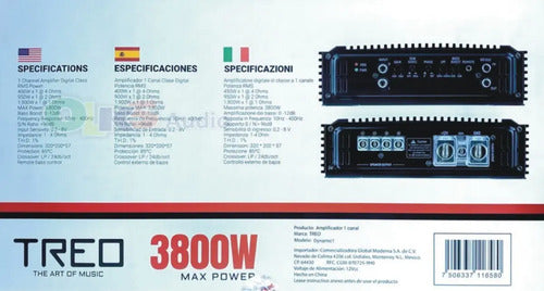 Amplificador Treo 1 Canal Clase D 3800w Max Dynamic 1