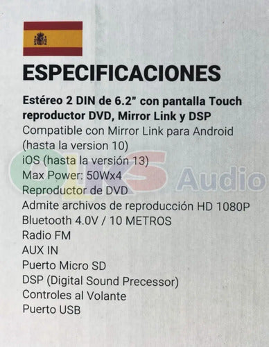 Autoestéreo Pantalla Touch 6.2 Dsp Mirrorlink Treo Treomldsp