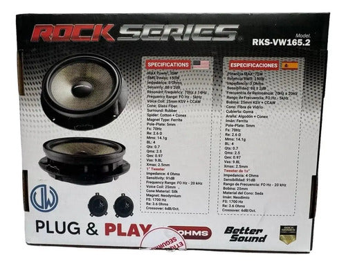Set Medios 6.5 75w Rms Vw Plug & Play Rockseries Rks-vw165.2