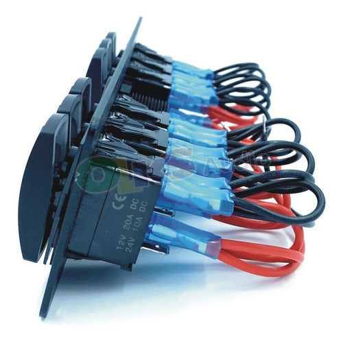 Panel Con 6 Switch Y Voltimetro 12v Rockseries Rks-sw6dv