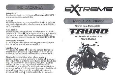 Alarma Antiasalto Arrancador Localizador Xmoto Extreme Tauro