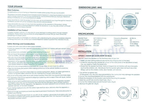 Par Bocinas 6.5  2 Vías 260W 40W RMS Nakamichi NSE1638 Auto Negro