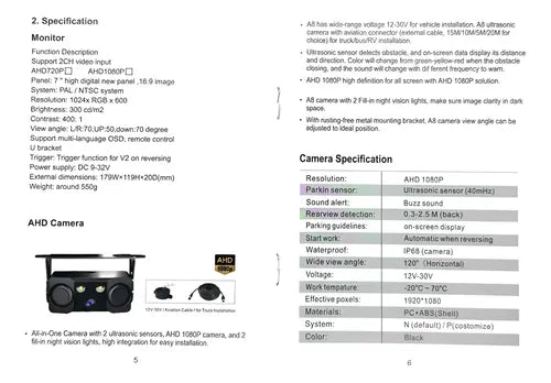 Camara Rev Sensor Monitor 7'' X Trailer Extreme Ex-3x1cambus