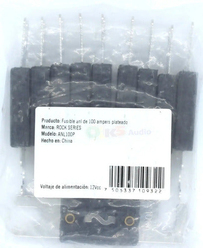 Paquete 10 Fusibles Anl 100amp. Negro Rockseries Anl100p