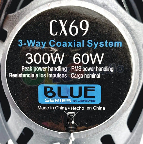 Par Bocinas 6x9 Blue Series Cx69 300w Coaxial 3 Vías Para Auto Negro