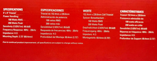 Bocinas 6x9 Triaxiales 3 Vias 100w Rms Mtx Terminator Tnl693