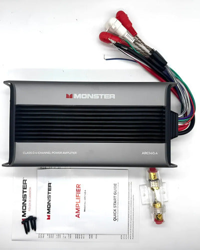 Amplificador Marino 4 Canales Monster Auto Arc140.4 2000w Gris Plateado