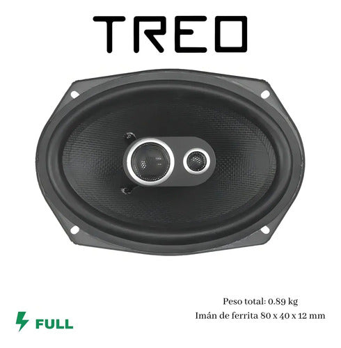 Bocinas Coaxiales Treo Studio69 800w 6x9 4 Ohms 3 Vías Color Negro