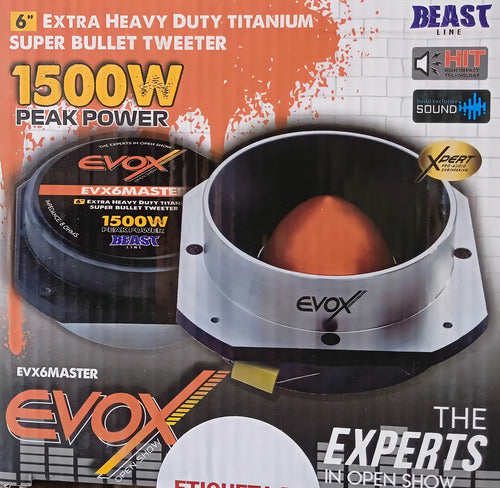 2 Super Tweeter Bala De 6'' Titanio 750w Rms Evox Evx6master