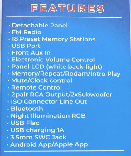 Autoestéreo Audio Labs Multi Color App/bt/usb 50wx4 Adl530bt