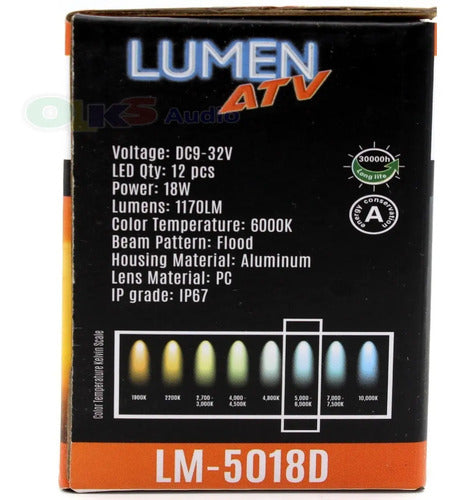 Faro Led Blanco De 6´´ 18 Watts 1170lm 12leds Lumen Lm-5018d