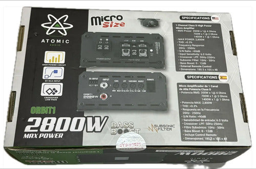 Amplificador Clase D Mini Atomic Orbit1 2800w 1ch Control Color Negro