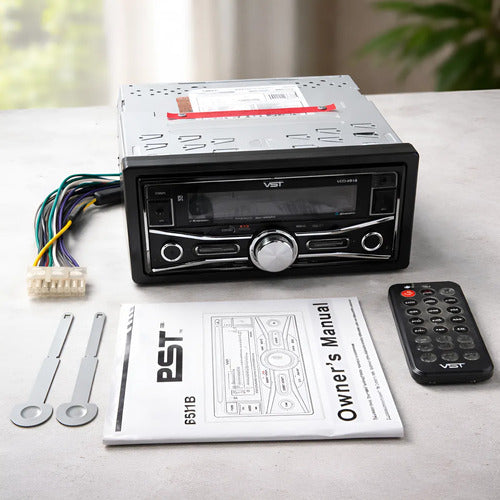 Autoestéreo Doble Din Bluetooth Usb Sd Aux Vst Vcd-651b Control Negro