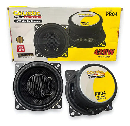 Bocinas 4 Pulgadas Coustic Pro4 2 Vias 400 Watts Max Color Negro
