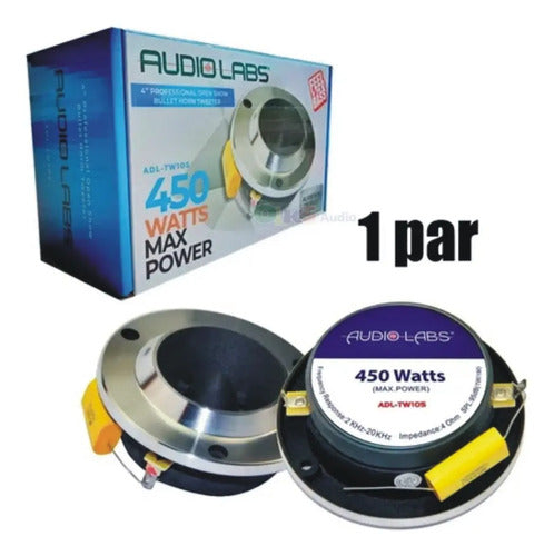 Par Tweeter Bala 4 PuLG. Open Show 300w Audio Labs Adl-tw1os Color Cromo Con Negro