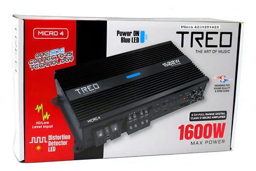 Amplificador Clase D 4canales Treo Micro4 1600watts Max Color Negro