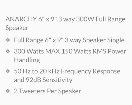 Par D Bocinas 6x9 3 Vias 150w. Rms Planet Audio Anarchy Ac69 Color Negro
