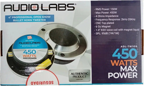 Par Tweeter Bala 4 PuLG. Open Show 300w Audio Labs Adl-tw1os Color Cromo Con Negro