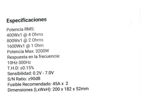 Ampli Clase D 1 Canal 1600w Rms 1ohm Led Treo Rainbow1600.1d