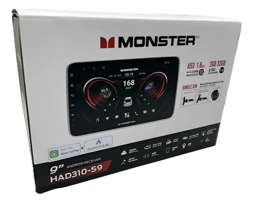 Estereo 1 Din Pantalla 9' Gps Wifi Carplay Monster Had310-s9