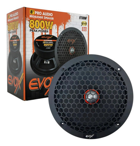 2 Medios Rangos 8'' Led Azul 400w Rms Open Show Evox Evx8led