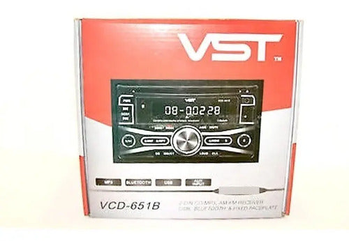 Autoestéreo Doble Din Bluetooth Usb Sd Aux Vst Vcd-651b Control Negro