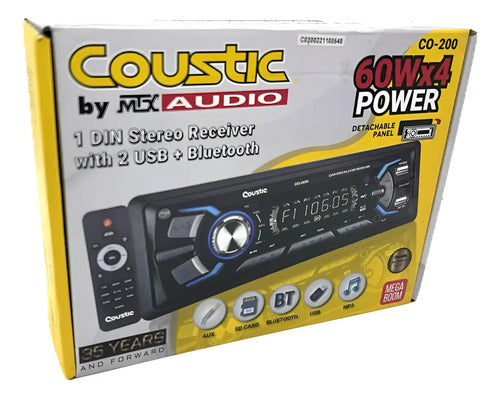 Autoestereo Caratula Desmonta Bt App 2-usb Sd Coustic Co-200