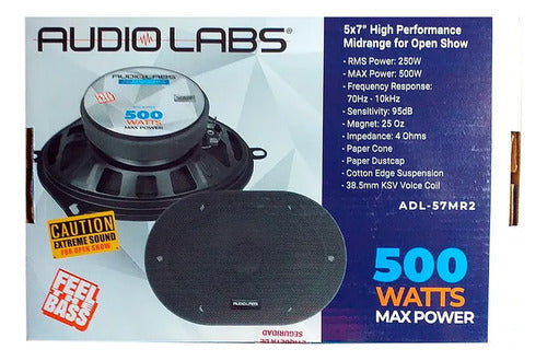 2 Medios Rangos De 5x7 250w Rms 500w Max Audiolabs Adl-57mr2