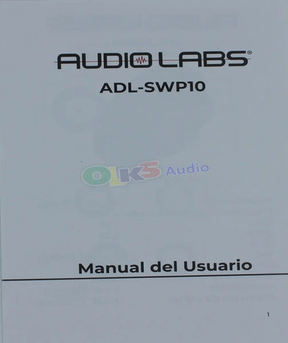 Subwoofer Plano 10'' 1000w. Max 4+4 Ohms Audiolabs Adl-swp10