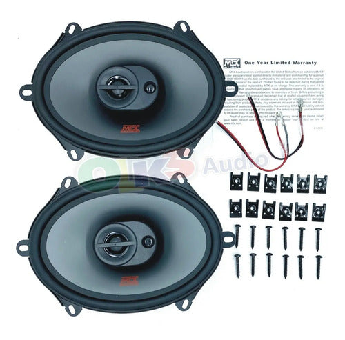 Par De Bocinas Triaxiales Mtx Terminator Tnl683 De 6x8  Y 5x7  Con 55w Rms Negro Con Rojo