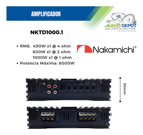 Amplificador 1 Canal Clase D 400w Rms Nakamichi Nktd1000.1