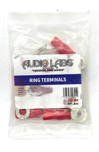 Paquete 10 Terminal Ojo Rojo Calibre. 4 Audio Labs Adl-rt4