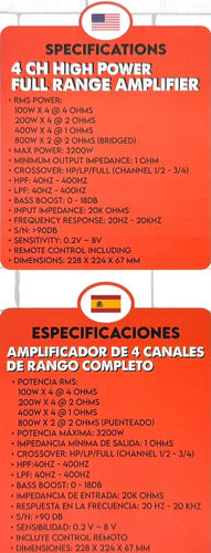Amplificador Full Range 4 Canales Evox Flash 3200w Gris