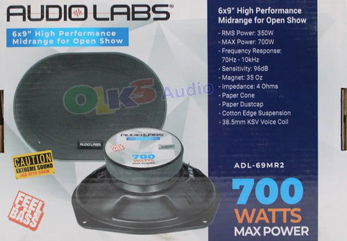 Par Medios Rangos 6x9 350w Rms Open Show Audiolabs Adl-69mr2