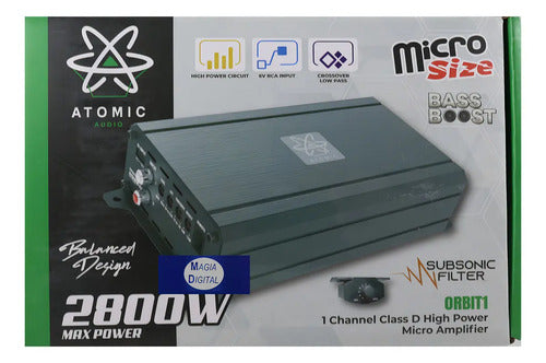Amplificador Clase D Mini Atomic Orbit1 2800w 1ch Control Color Negro