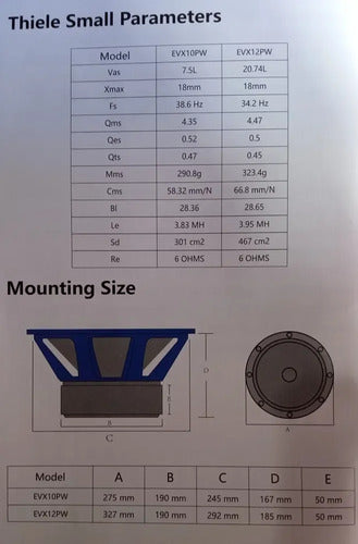 Subwoofer 12 Pulgadas Evox Evx12pw 3200w Max Spl Open Show Color Negro