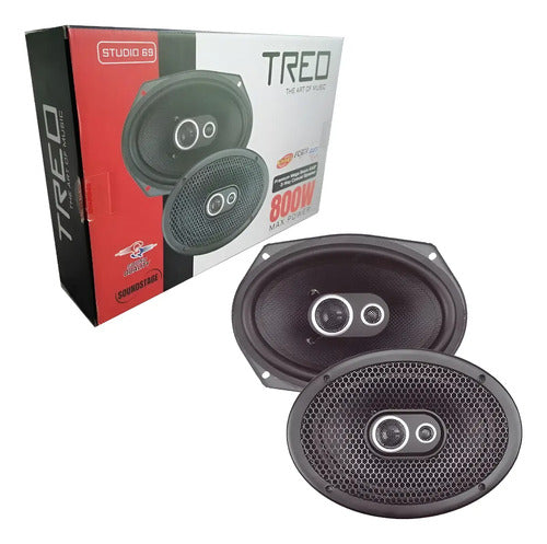 Bocinas Coaxiales Treo Studio69 800w 6x9 4 Ohms 3 Vías Color Negro