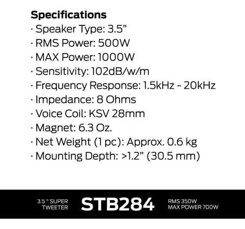 2 Tweeter 3.5 Pulgadas 500w Rms Monster Stb284 Negro