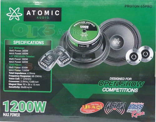 Set De Medios 6.5 2 Vías 300w. Rms Spl Atomic Proton65pro