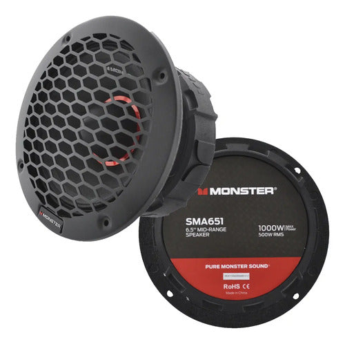 Medio Rango Monster Sma651 6.5 PuLG 500 Rms 8 Ohms Open Show Color Negro