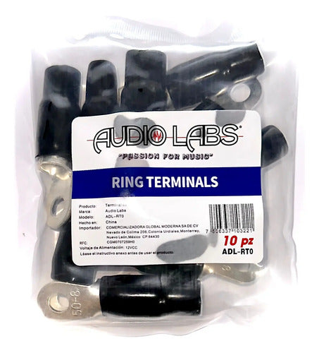 10 Terminal De Ojo X Cable Calibre 0 Audiolabs Adl-rt0 Negro