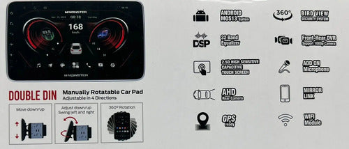 Estéreo Con Pantalla Monster Had310-d9 Con Bluetooth Color Negro
