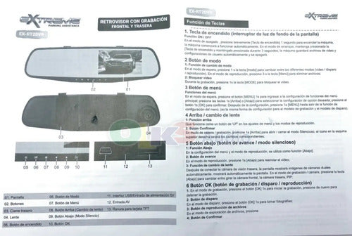 Retrovisor Extreme Ex-rt2dvr Cámara Doble Grabación Hd 140° Visión Nocturna